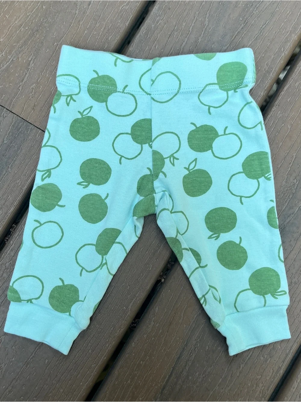 Okie Dokie Baby Aqua Gray Apples Long Sleeve Bodysuit Pants Set 3M